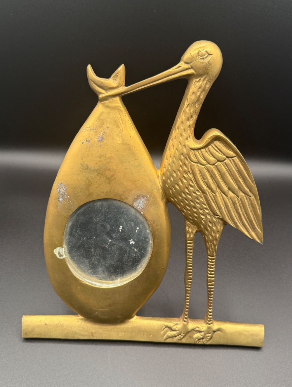 ✨ Vintage Brass Stork Figurine Picture Frame – S.K. Brass World – Made in India